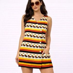 VINTAGE 1960’s Striped Equestrian Horse Micro Mini Dress/Tunic by Pamela Foster